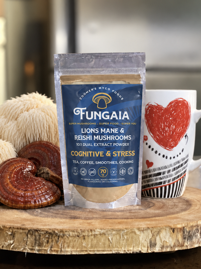 NEW! Lions Mane & Reishi Mushroom Mycro Powder 70g / COGNITIVE + STRESS SUPPORT / for Tea, Coffee, Smoothies & Cooking
